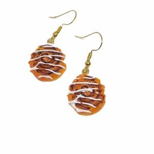 Kawaii Cute Cinnamon Roll Drop Earrings Unique Odd Stylish Deadstock Handmade